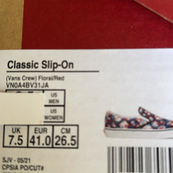 Vans Classic Slip On Vans Crew Floral/Red Men’s - Picture 16 of 16